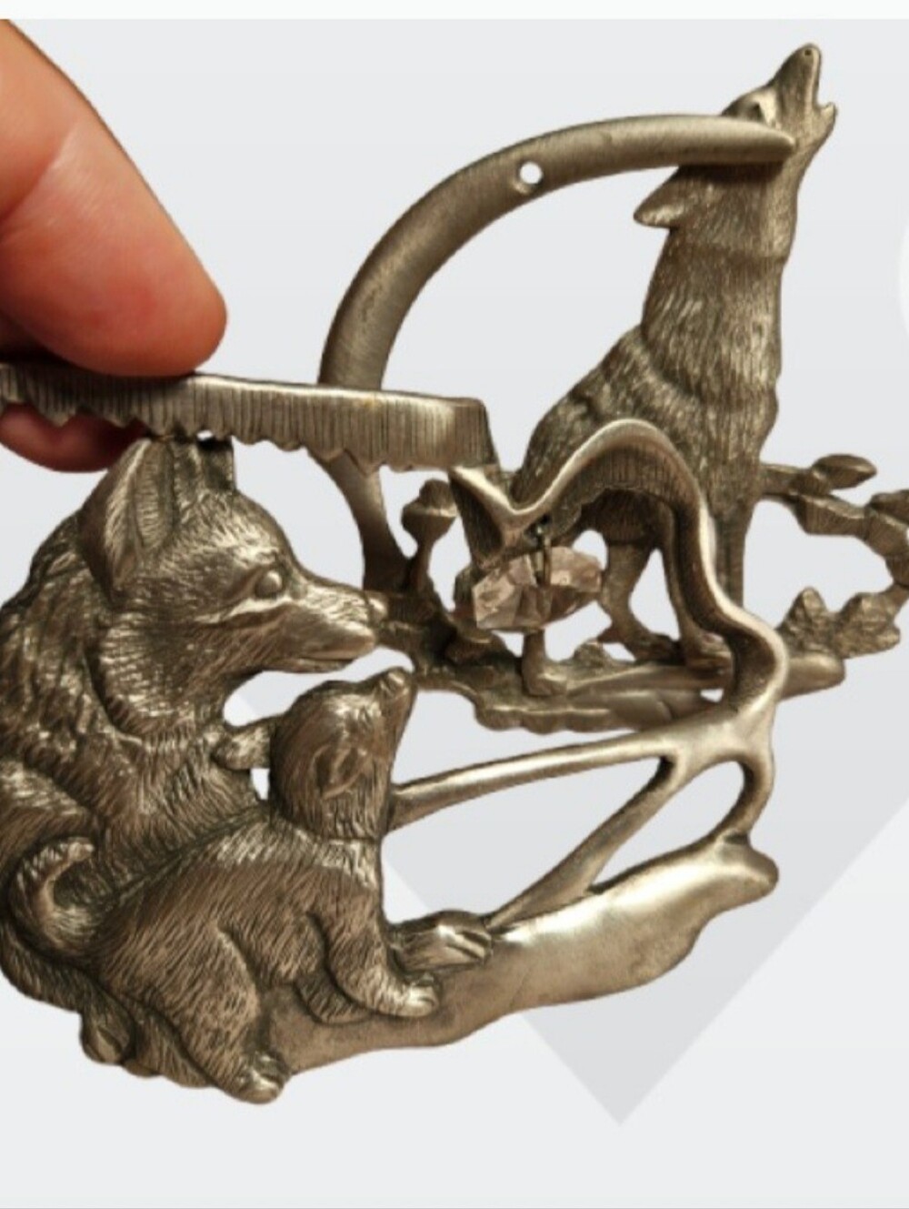 Wolf Pewter Sun Catchers, Set Of 2